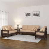 ONIJA Wooden 6 Seater Sofa Set for Living Room | 3+2+1 Seater Sofa for Office & Lounge | Six Seater Sofa Sets for Home | Sheesham Wood Walnut Finish